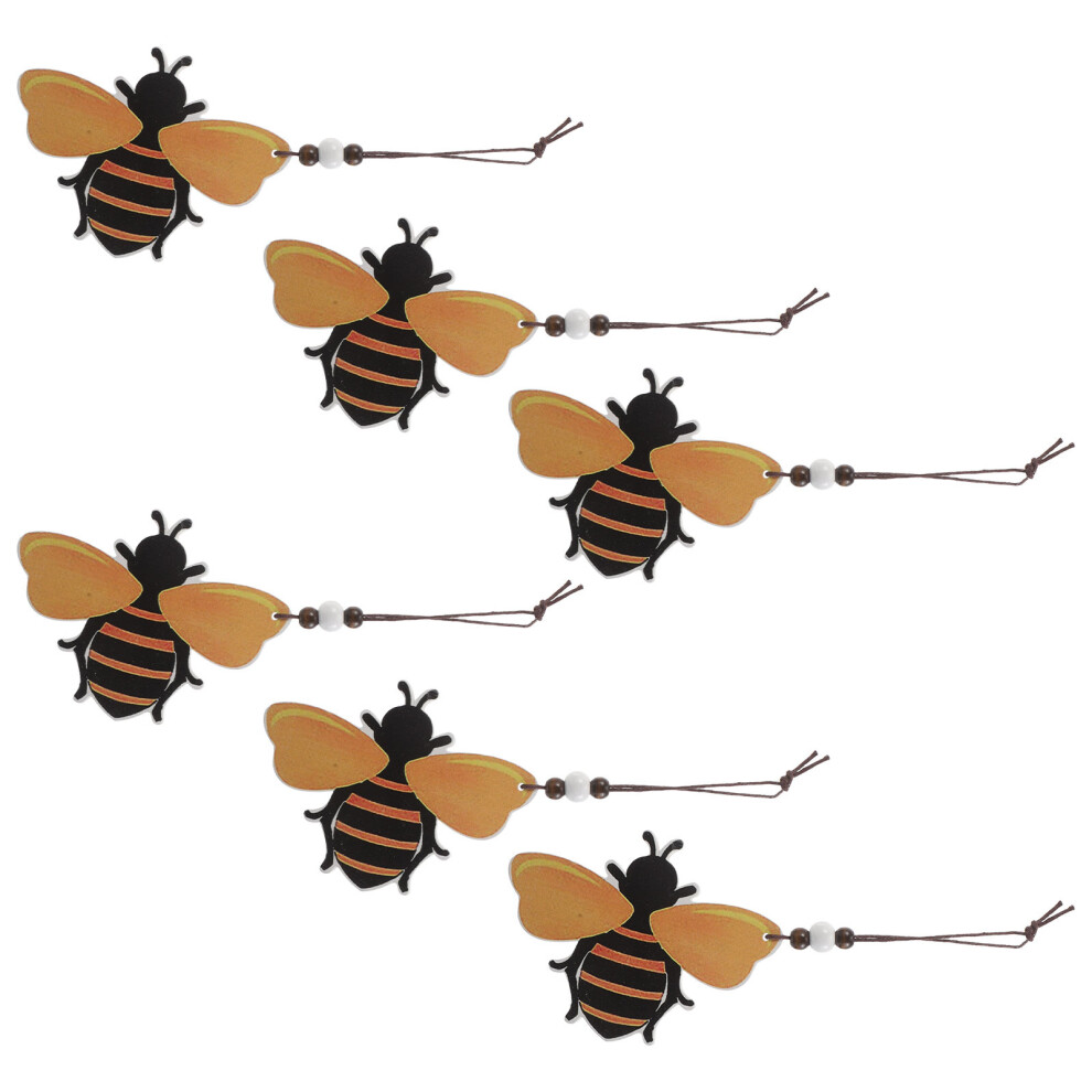 6 Szt. Drewniane Ozdoby Pszczół – Zawieszki Dekoracyjne Do śCiany-image