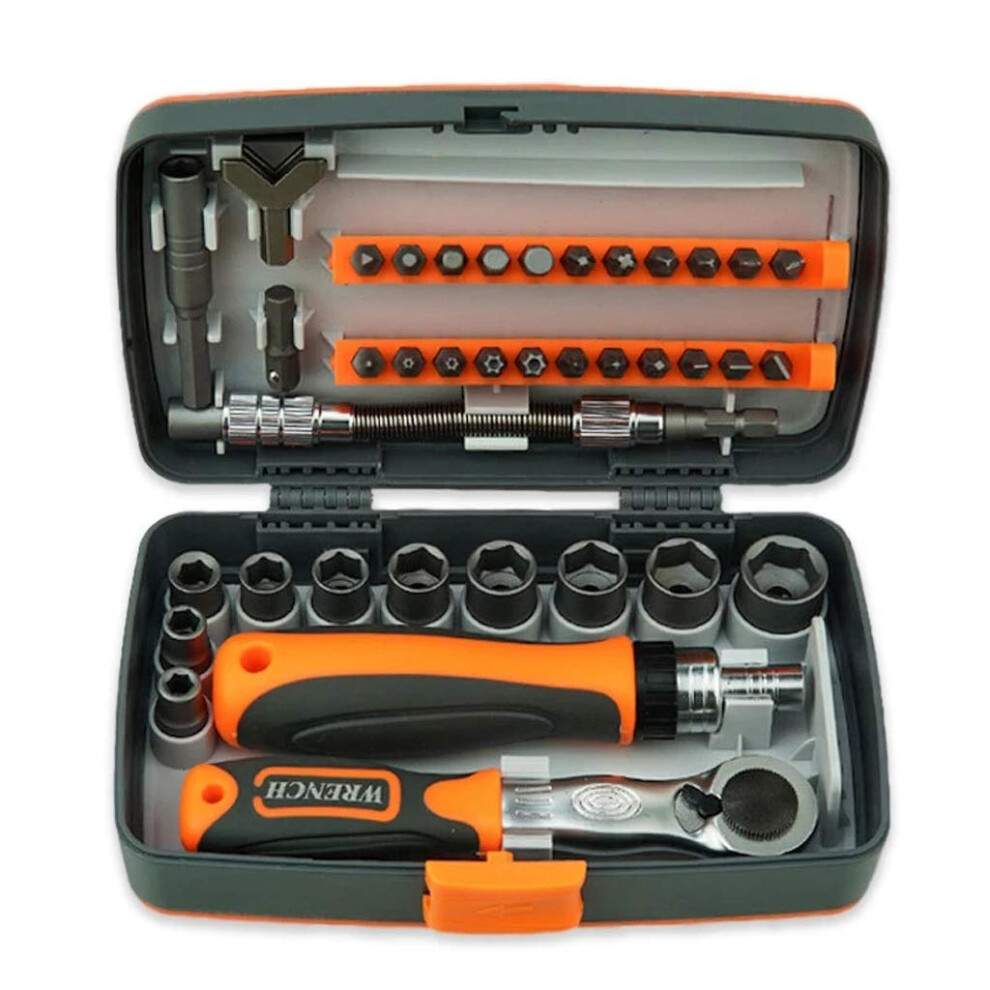 Screwdriver 38-Pcs Set Precision Bits Universal Socket Wrench Rotary Ratchet Handle Multi-Function Repair Tools 9016109935267