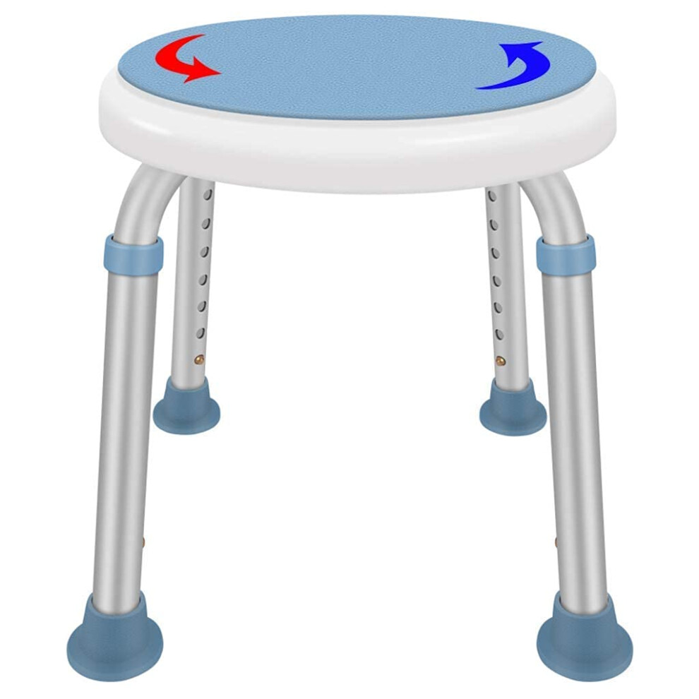 Shower Chair Rotating Round Seat Swivel Stool, 8-Height Adjustable Bath/Tub Stool for Handicap Disabled Seniors Elderly