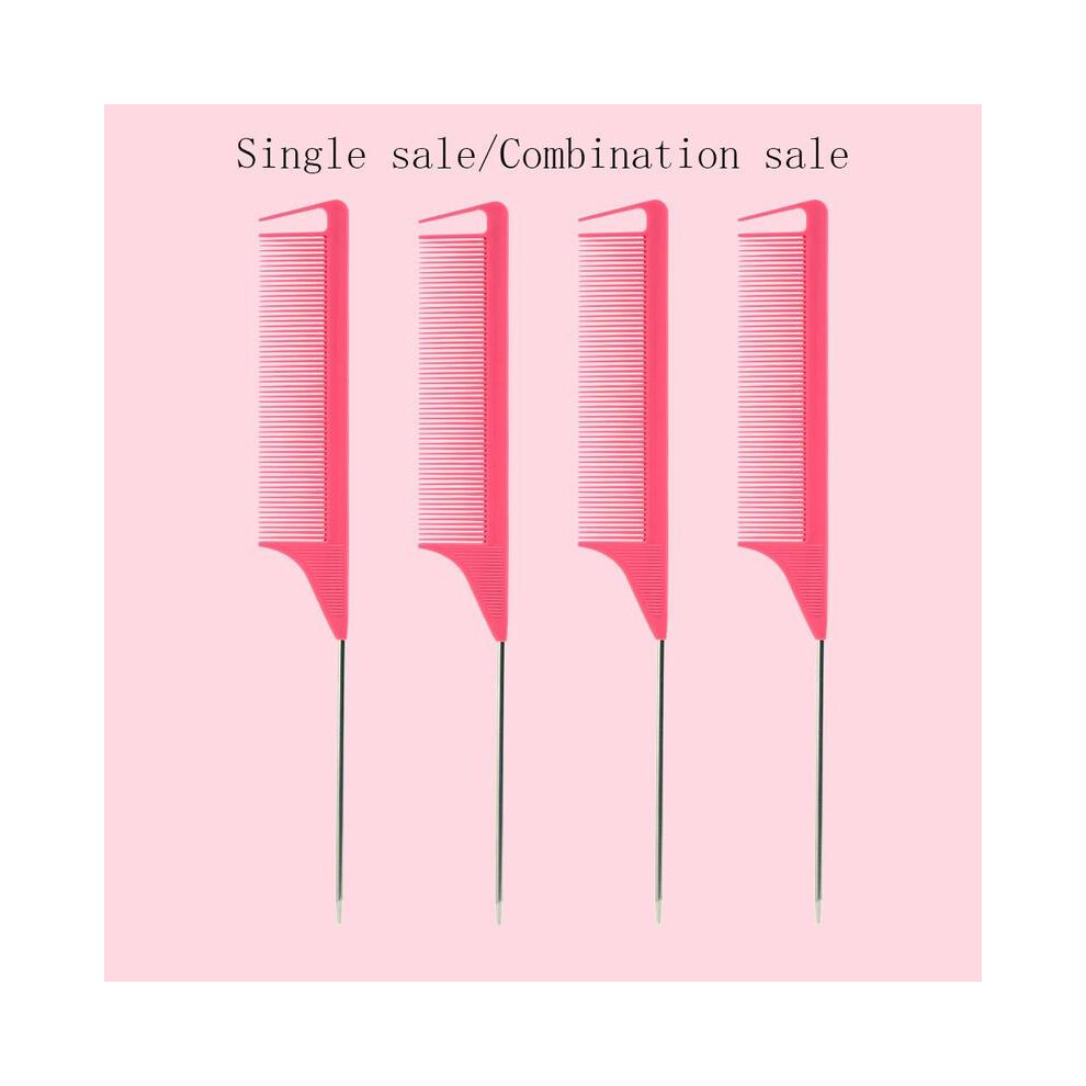 Unisex Pink (Baby 4Pcs) Professional Pointed Tail Hair Comb, Hairstyling Comb, Anti-Static Hair Dye Brush, Rat Tail Hair Comb, Barber Accessories For Women,