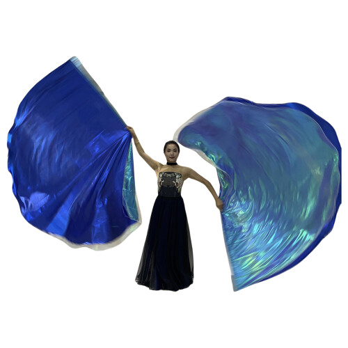 2Pcs Praise Dance Flags Semicircle Wing Flags Praise-sapphire.