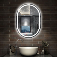 50x70cm Oval Bluetooth Bathroom Mirror with 3 Colours Lights Anti-fog