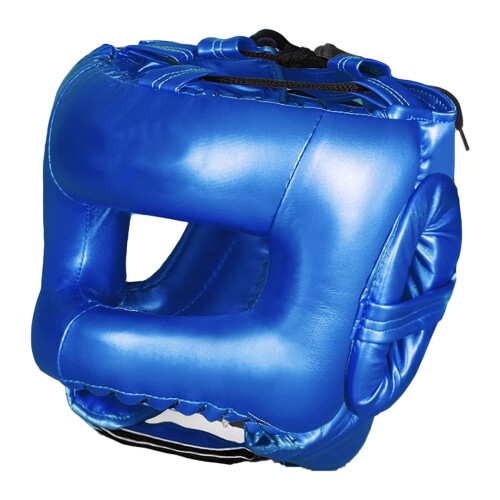 Full Face Kick Boxing Helmets Training Headgear for-Blue M