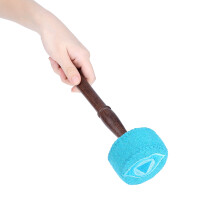 Handgefertigter Holzkopf-Hammer für tibetische Singschale mit hellblauem Filz