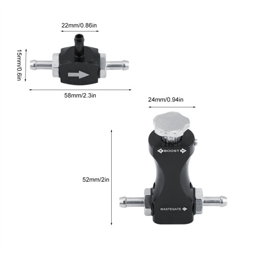 Universeller verstellbarer bilateraler Turbo TEE Ablassventil Manuelle Boost-Controller-Kit Schwarz 2