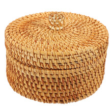 rattan woven round box for tea leaves and dried fruit storage