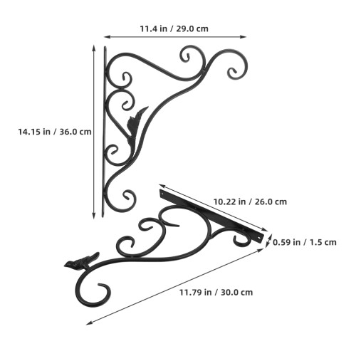 2Pcs Black Iron Hanging Flower Pot Brackets Space-Saving Wall Mounts 1