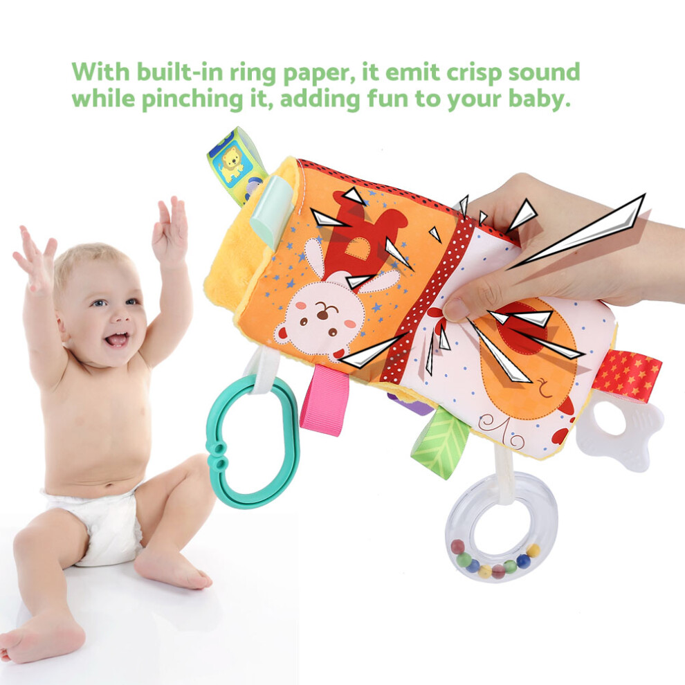 Baby Soft Towel Toy with Teether & Clip – 19x19cm, Cute Cartoon Plush