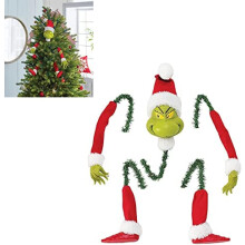 Tree Topper Elf Head Arm Leg For Christmas Tree Stole Elf Stuffed Leg Topper Garland Ornaments Green