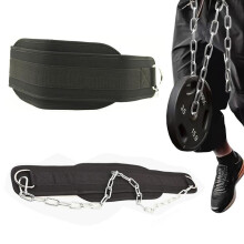 (Black, one size fits all) Weighted Pull-up Belt with Chain, Fitness Strength Training Waist Belt, Squat Weight Belt, Pull-up Belt for Weightlifting, Squats