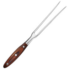 Heavy Duty Stainless Steel Carving Fork 11.6 Inch Wood Handle BBQ Meat Fork Serving Fork For Cooking Roasting Shredding