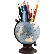 Globe Pen Pencil Pot Holder Vintage Pencil Cup Stand Retro Home Office School Decorations Gifts