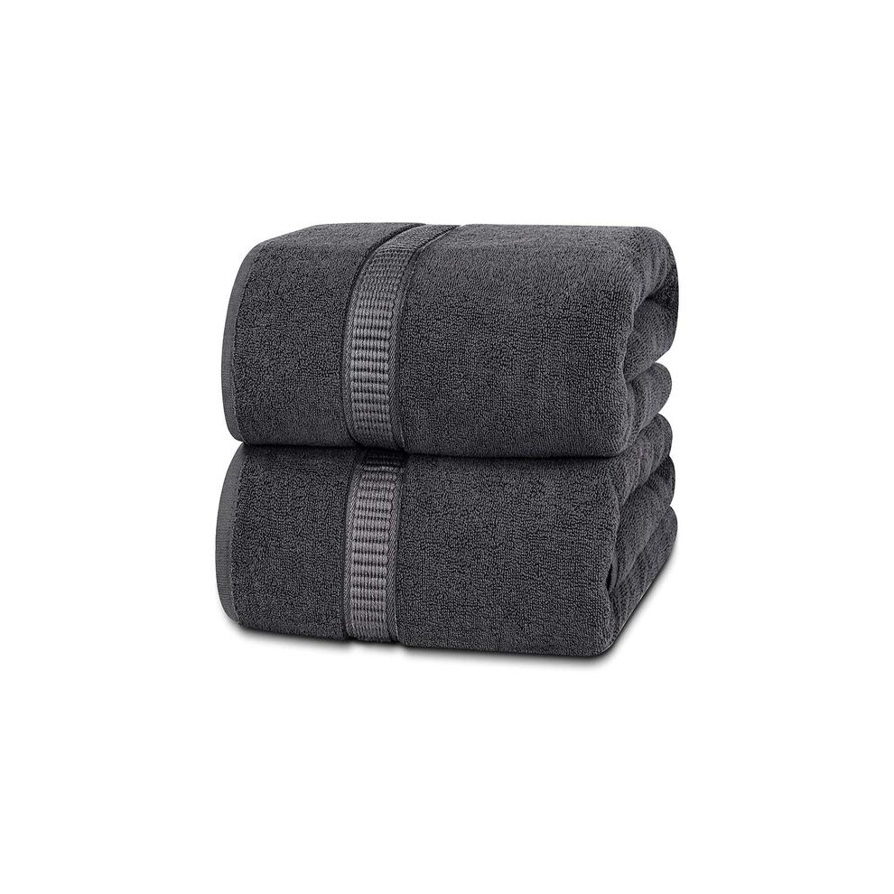 (GREY) Large Bath Sheet Pack of 2-100% Egyptian Cotton - (89cm x 150cm) 500 GSM Soft Towel Highly Absorbent & Quick dry Jumbo Bath sheets Towel Cot-image-OPC-PKKRPMY-NEW