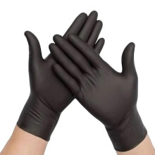 (Large (L)) 100 Pack SafeTouch Nitrile Powder Free & Latex Free Disposable Gloves Black Strong Heavy Duty for Mechanics, Catering, Food, Cleaning - All