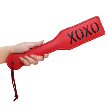Faux Leather Spanking Paddle For Sex Play, 12.8-Inch Total Length, Red, 32 cm