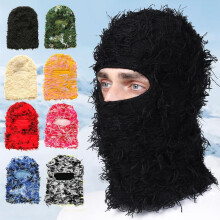 (iridescent, 1 Count) Solid Color Fuzzy Balaclava Mask, 1 Count Warm Windproof Thermal Ski Mask, Outdoor Knit Headgear for Men & Women