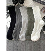 (Multicolor, EU39-42) Men's Solid Crew Socks, Casual Basic Simple Mid Calf Socks for Daily Wear, Men's Socks for All Seasons