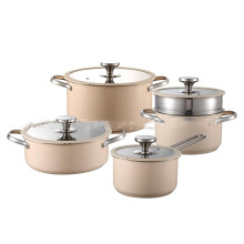 Stainless Steel 304 Pot With Ceramic Lacquer Finish, Soup Milk Steamer, Seafood Pot With Glass Lid With Silicone Rim