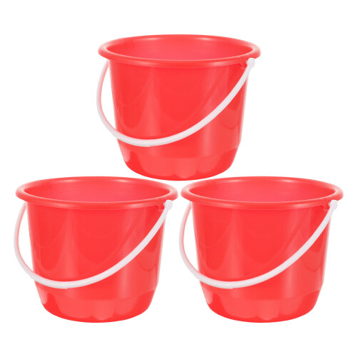 3pcs plastic buckets with handles for garden, storage, cleaning