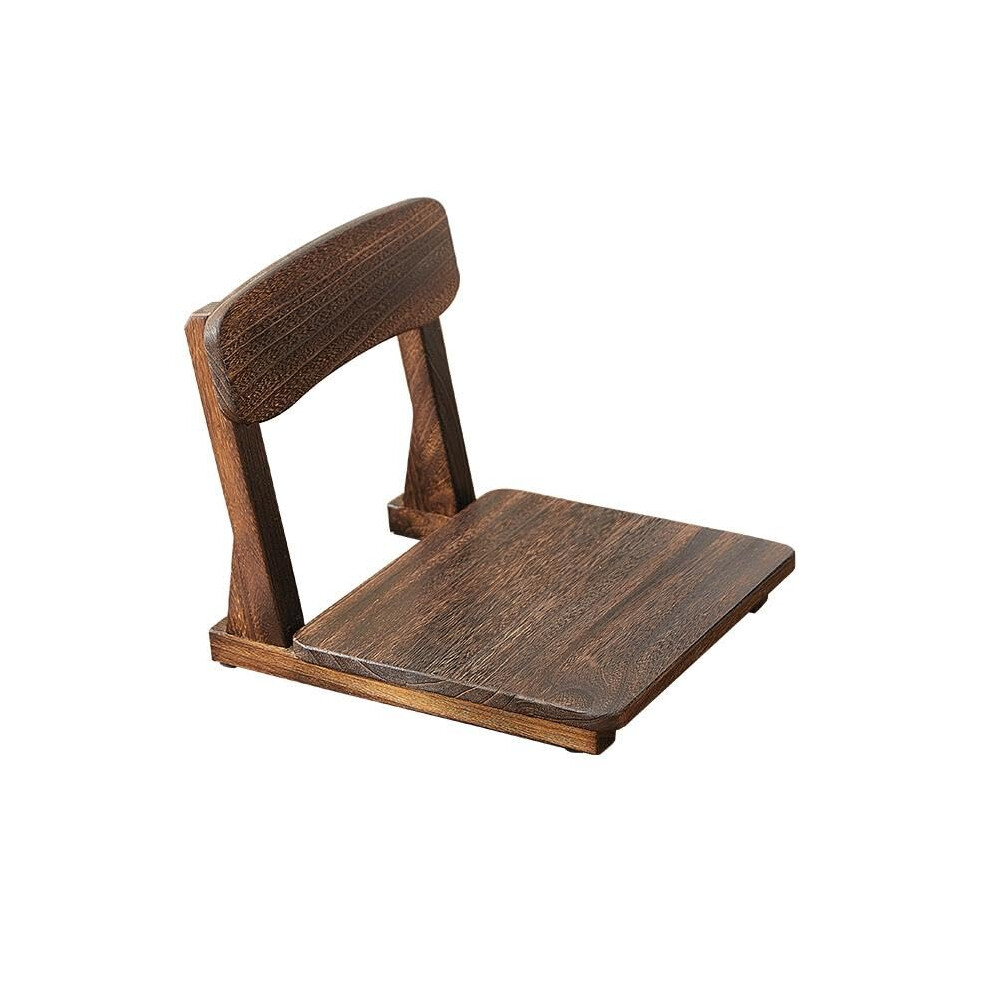 Japanese Style Tatami Meditation Legless Zaisu Chair Bay Window TA152 Walnut Finish With Cushion, Charcoal-image-OPC-PKKS8Q2-NEW