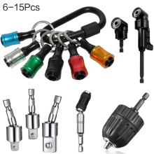 (Multicolor, 9Pcs/Set) Portable 1/4" Hex Shank Aluminum Drill Screw Adapter, 6 Counts Drill Holder Set With Black Carabiner for Tools Box, Tool Accessories, Tools
