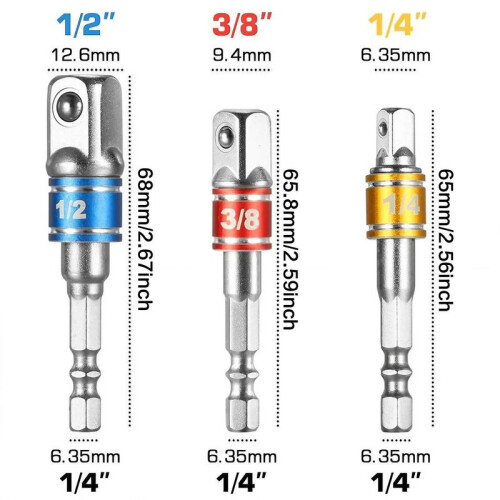 (Multicolor, 17PCS/Set) Cr-V Steel Socket Adapter, Nut Driver Socket Adapter, Impact Grade Driver Sockets Adapter Extension Set, Multifunctional Power Tool 1