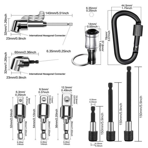 (Multicolor, 17PCS/Set) Cr-V Steel Socket Adapter, Nut Driver Socket Adapter, Impact Grade Driver Sockets Adapter Extension Set, Multifunctional Power Tool 2