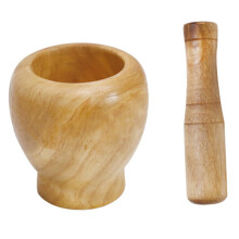 Wooden Garlic Press Tool Natural Wood Traditional Spice Mashing Set Garlic Press Kitchen Cookware