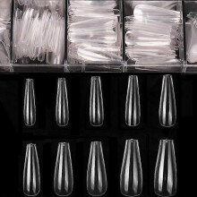 Long Fake Nails - Clear Acrylic Nails Coffin Shaped Ballerina Nails Tips 500pcs Full Cover False Nail Artificial Nails with Case for Nail