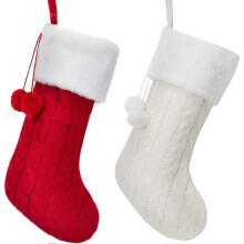 Christmas Stockings,2 Pack 15 inches Large Luxury Cable Knitted Personalized Stocking with Faux Fur Cuff for Family