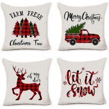 Christmas Pillowcase Christmas Ornament Pillowcase 4 Piece Winter Holiday Home Outdoor Decoration