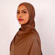(Hazelnut) Flat Fit Cotton Jersey Hijab Soft & Stretchy