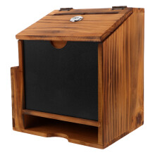 wooden wall-mounted suggestion box with slot and lock for secure voting