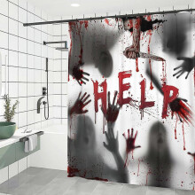 Bonsai tree halloween bathroom shower curtain scary blood ghost hand waterproof shower curtain ghost