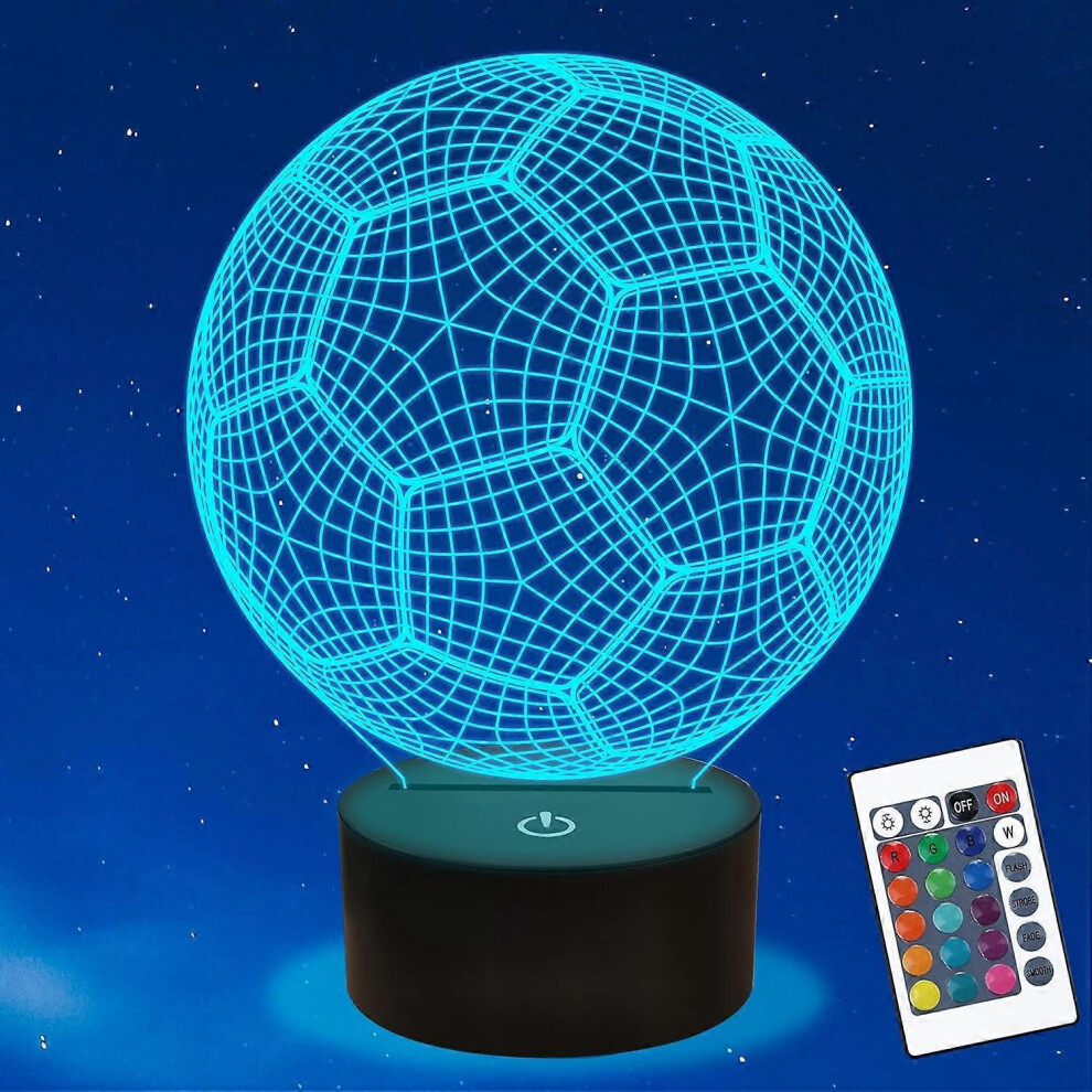 Kikidex (As Show, One Size) Soccer 3D Lamp Night Football 3D Illusion Lamp For Kids, 16 Colors Changing With Remote, Kids Bedroom Decor Light