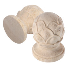 2pcs wood carved finial set 1.7"x2.36" for bed post stairs fence gate