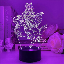 (As show, One size) Genshin Impact Sangonomiya Kokomi Night Light 3D Led Game Inazuma Character Lamp Birthday Gift Bedroom Decoration