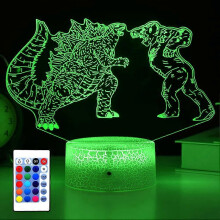 (As show, One size) Godzilla vs King Kong Night Light Kids Room LED Dcor Lamp with Remote control/16 Colors as Birthday Gifts or Present for Boys/Girls/Baby
