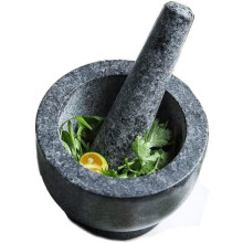 Mortar and Pestle Set Granite Mortar and Pestle Natural Non-Porous Dishwasher Safe 2-Piece Grinding Set