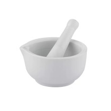 Mortar and Pestle White Porcelain Set - Ceramic Spice Crusher, Garlic Grinder, Pill Crusher, Herb Grinding Bowl