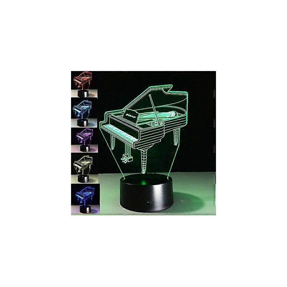 Kikidex (As Show, One Size) 3D Piano Night Led Usb 7 Color Change Led Table Lamp Xmas Toy Gift Light