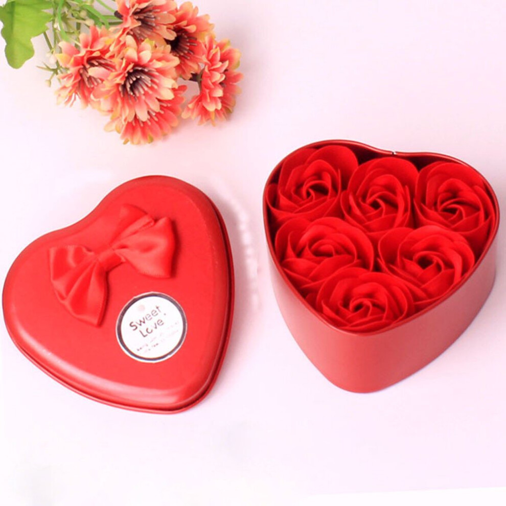 Wedding Heart Rose Scented Flowers 6-Piece Home Bath Petal Soap Set Red One Size For Anniversary Valentine-image-OPC-PKKT8CY-NEW