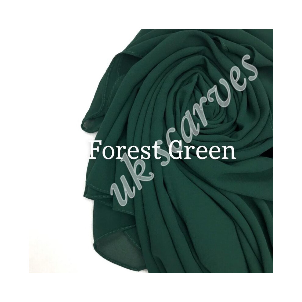 (FOREST GREEN) CHIFFON HIJABS 150 COLOURS PLAIN SOLID SCARF-image-OPC-PKKTB5B-NEW