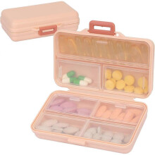 Weekly Pill Organizer, 7 Compartment Portable Pill Case Travel Pill Case for Purse Pocket, Pink