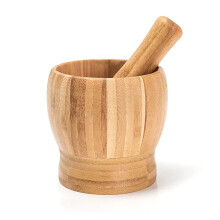 Mortar and Pestle Wooden Set For Grinding Spices, Garlic Press And Ginger Crusher, Herb Mincer, Kitchen Masher, Chopper