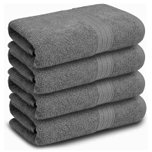 Pack of 4 Hand Towel Set 100% Egyptian Cotton Super Soft Gym Spa Salon Hairdresser Towels (Charcoal)