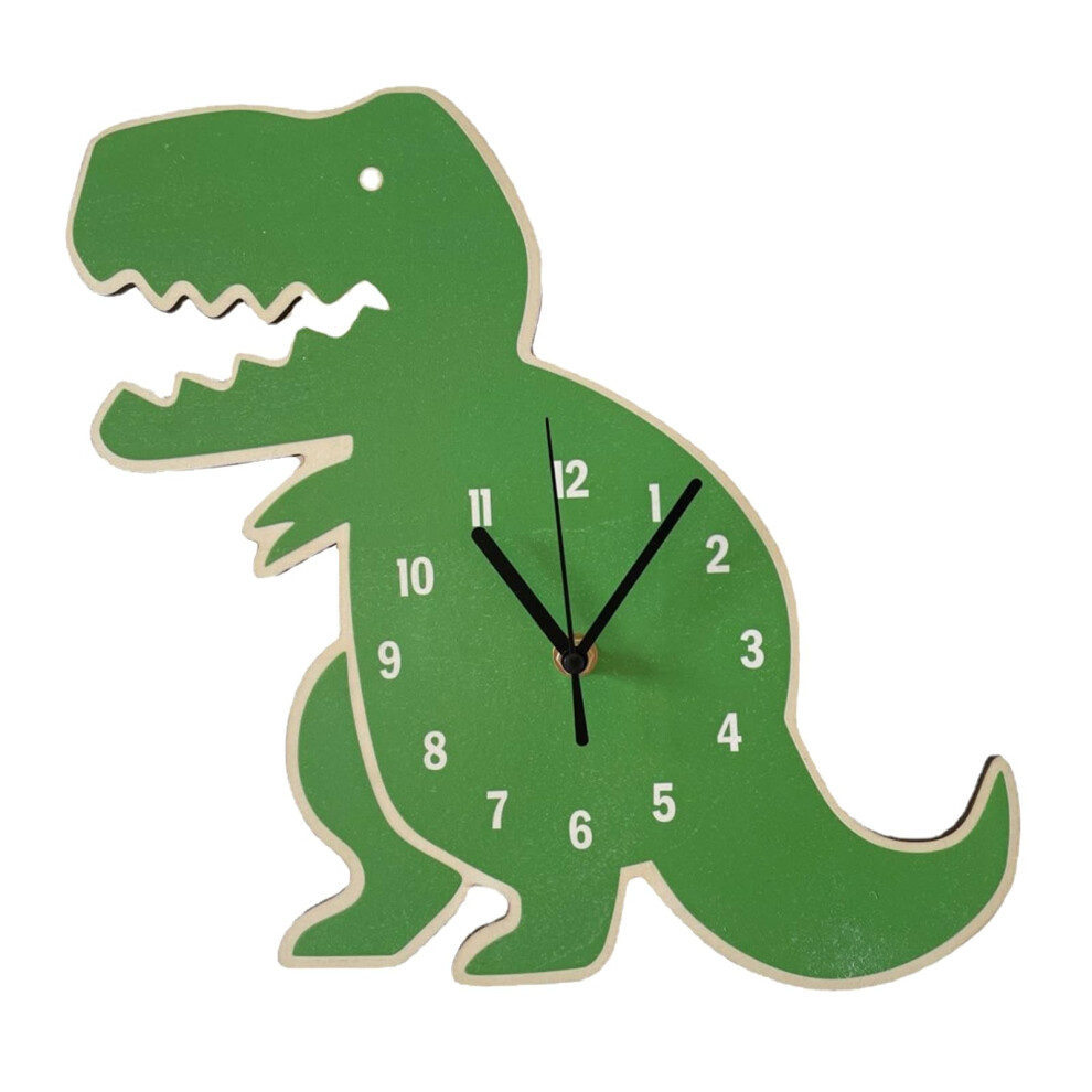 Cartoon Dinosaur Wall Clock Silent Movement Decal Hangings For Living Rooms Playrooms Kid Bedroom Decor