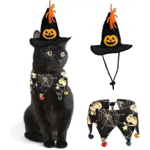 Cat Christmas Clothescat ClothesPet Cat Halloween Party Decoration Cloak hat Dog Collar Leader Halloween hat Bib Suit