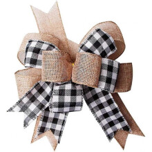 Checkered Burlap Bow Christmas Wreath Autumn Christmas Tree Topper Butterfly Plaid Bow