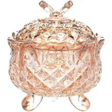 Royal Embossed Crystal Candy Box with Lid Footed Jewelry Box Candy Jar Cookie Jar Wedding Candy Buffet Jars Kitchen